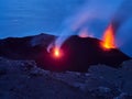 Eruption of the Stromboli volcano, Aeolian islands, Sicily, Italy Royalty Free Stock Photo