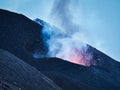 Eruption of the Stromboli volcano, Aeolian islands, Sicily, Italy Royalty Free Stock Photo