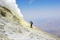 Man standing near volcanic vent on top of Damavand volcano , Iran Royalty Free Stock Photo