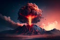 Eruption . Volcanic mountain in eruption. Generative AI