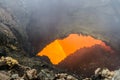 Eruption of Volcano Tolbachik, boiling magma flowing through lava tubes under the layer of solid lava, Kamchatka Peninsula, Russia