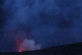 Eruption Yasur vulcano, sunset on the crater edge, Tanna, Vanuatu