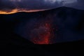 Eruption Yasur vulcano, sunset on the crater edge, Tanna, Vanuatu