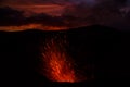 Eruption Yasur vulcano, sunset on the crater edge, Tanna, Vanuatu