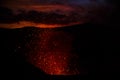 Eruption Yasur vulcano, sunset on the crater edge, Tanna, Vanuatu