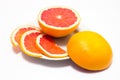 Erved fresh grapefruit composition isolated over the white background, top view