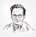 Erwin Schrodinger vector sketch portrait isolated Royalty Free Stock Photo