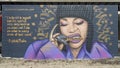 Erykah Badu mural by Dallas artist Alicia Chapman in Deep Ellum, Texas.