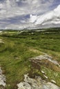 Eryri or Snowdonia heathland looking toward river estuary Royalty Free Stock Photo