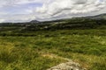 Eryri or Snowdonia heathland looking toward village Royalty Free Stock Photo