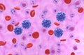 Parvovirus B19 in erythema infectiosum - isometric view 3d illustration