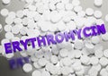 Erythromycin pill antibiotic used for the treatment of bacterial infections type chlamydia and syphilis