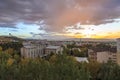 Erzurum cityscape with aziziye park and mountains during sunset in Erzurum