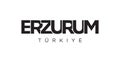 Erzurum in the Turkey emblem. The design features a geometric style, vector illustration with bold typography in a modern font.