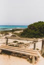 Es CaloBank inEs Calo de Sant Agusti fishing villag de Sant Agusti fishing village on the island of Formentera in times of COVID19 Royalty Free Stock Photo