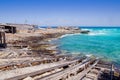 Es calo escalo Formentera north dock wooden rails Royalty Free Stock Photo