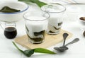 Es Daluman. Balinese Cold Dessert Drink of Grass Jelly with Coconut Milk and Palm Sugar Syrup Royalty Free Stock Photo