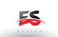 ES E S Brush Logo Letters with Red and Black Swoosh Brush Front