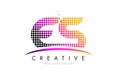 ES E S Letter Logo Design with Magenta Dots and Swoosh