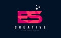 ES E S Letter Logo with Purple Low Poly Pink Triangles Concept