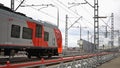 The ES2G Lastochka (Swallow) train on the Moscow Central Circle line. 2 viewpoints. UHD - 4K. Moscow. Russia