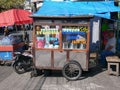 Es Jeruk and Es Durian and Abah Teh being sold from a Gerobak Street Food Cart Royalty Free Stock Photo