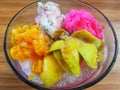 Es teler - a homemade iced fruit cocktail from Indonesia. It is made from alpukat avocado, kelapa muda young coconut meat
