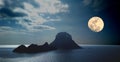 Es Vedra with Full Moon Ibiza Royalty Free Stock Photo