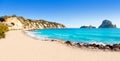 Es vedra island of Ibiza view from Cala d Hort Royalty Free Stock Photo