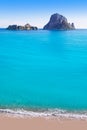 Es vedra island of Ibiza view from Cala d Hort Royalty Free Stock Photo