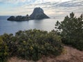 Es Vedra island at sunset. Ibiza Island Royalty Free Stock Photo