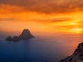 Es Vedra islet sunset in Balearic Islands