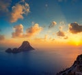 Es Vedra islet sunset in Balearic Islands