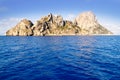 Es Vedra islet and Vedranell islands blue sea