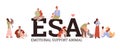 ESA emotional support animal banner or website header flat vector illustration.