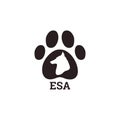 ESA or emotional support animal logo, black and white vector isolated.