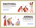 ESA emotional support animal and pet therapy flyers, flat vector illustration.