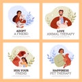 ESA emotional support animal and pets adoption banners flat vector illustration.