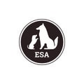 ESA or emotional support animal therapy logo or emblem, vector isolated.