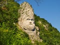 Esalnita, Romania - The statue of Decebal carved in the mountain, Iron Gates Natural Park Royalty Free Stock Photo