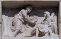 Esau selling his birthright to Jacob, marble relief on the facade of the Milan Cathedral Royalty Free Stock Photo