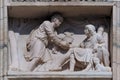 Esau selling his birthright to Jacob, marble relief on the facade of the Milan Cathedral