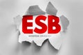 ESB enterprise service bus text emerging from torn paper background, system integration concept connecting applications, Royalty Free Stock Photo