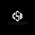 ESB letter logo design with polygon shape. ESB polygon and cube shape logo design. ESB hexagon vector logo template white and Royalty Free Stock Photo
