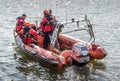 Danish police in rubber boat ready to move out and stop illegalities and ensure that everyone can feel safe. Tall Ships Races in