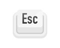 Esc white 3D button on white background. Computers particles keyboards. Vector illustration.