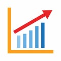 Escalating Bar Graph icon vector image. Royalty Free Stock Photo