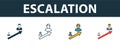 Escalation icon set. Premium symbol in diferent styles from crm icons collection. Creative escalation icon filled, outline,