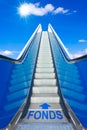 Escalator blue sky german text FONDS funds Royalty Free Stock Photo