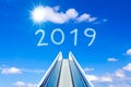 Escalator blue sky year 2019